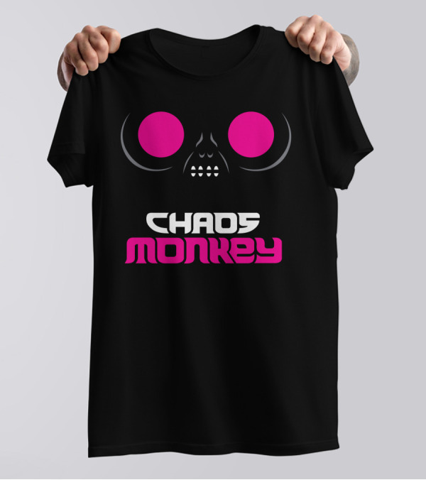 Chaos Monkey Skull Pink Eyes T-Shirt