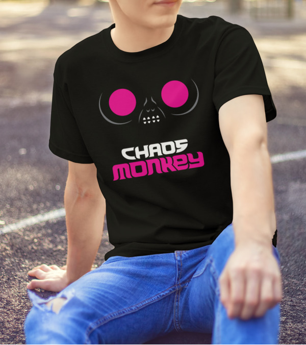 Chaos Monkey Skull Pink Eyes T-Shirt