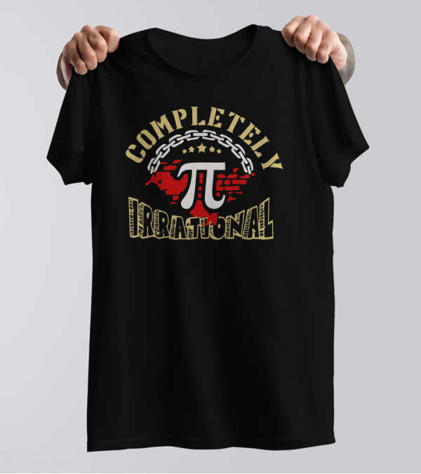 COMPLETELY IRRATIONAL Pi Chain Stars Red Brick T-Shirt