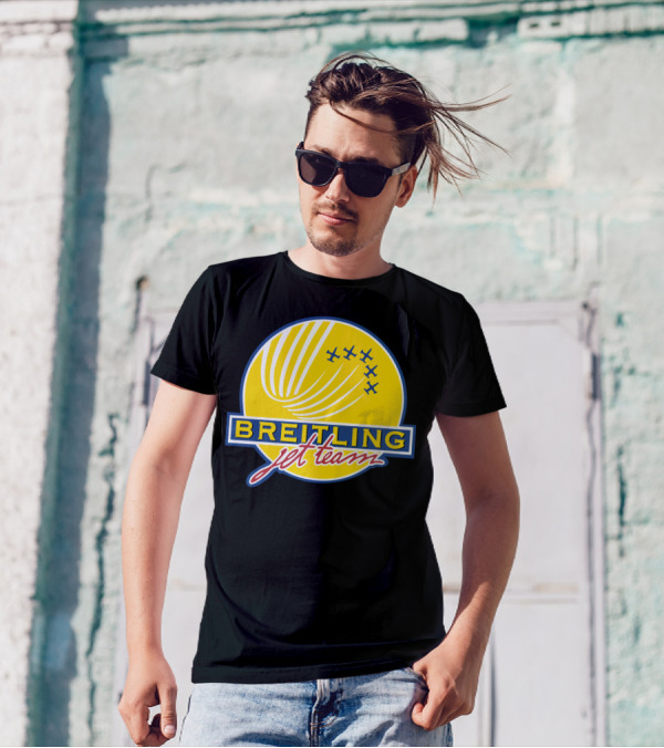 BREITLING Jet Team Logo Airplanes Yellow Circle T-Shirt