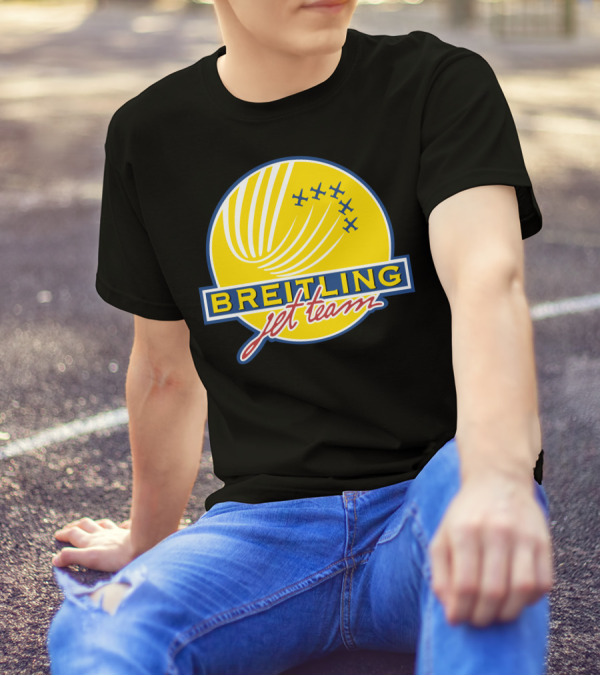 BREITLING Jet Team Logo Airplanes Yellow Circle T-Shirt