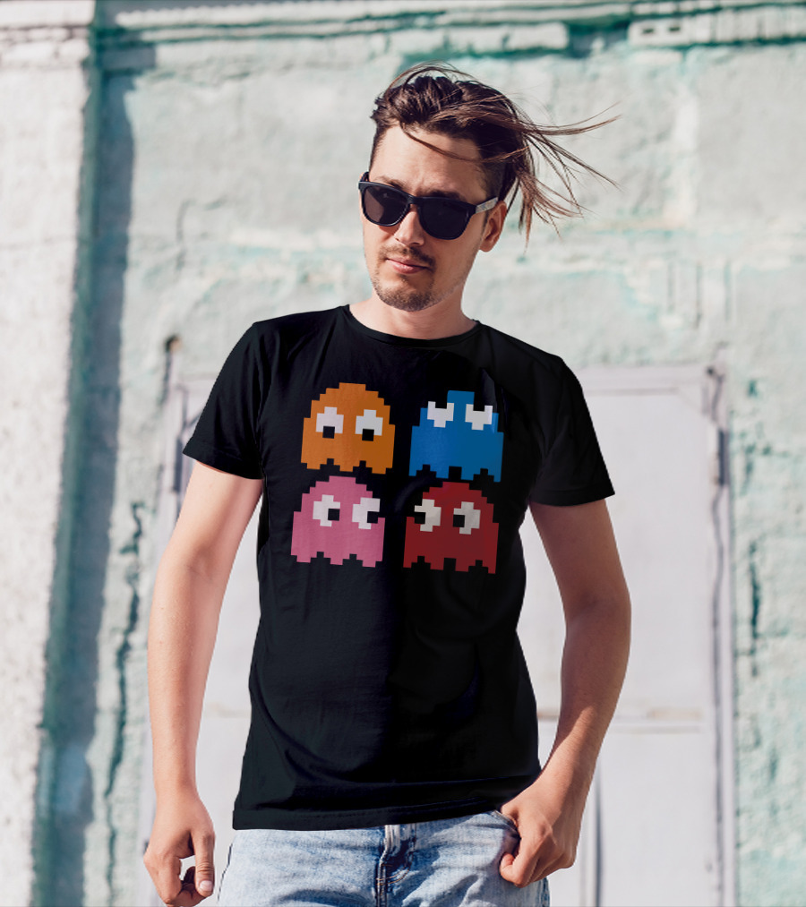 Cool 80s Pacman Ghosts Video Games Vintage Arcade Icons T-Shirt