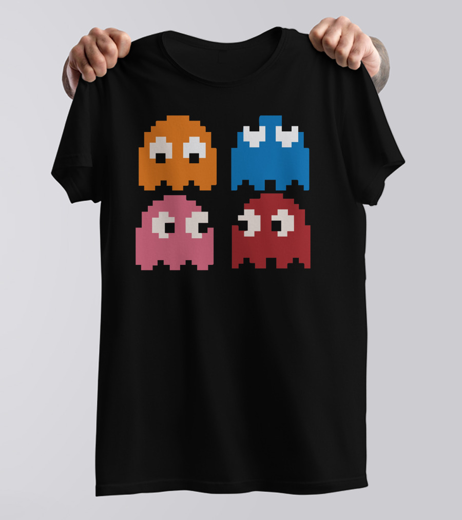 Cool 80s Pacman Ghosts Video Games Vintage Arcade Icons T-Shirt