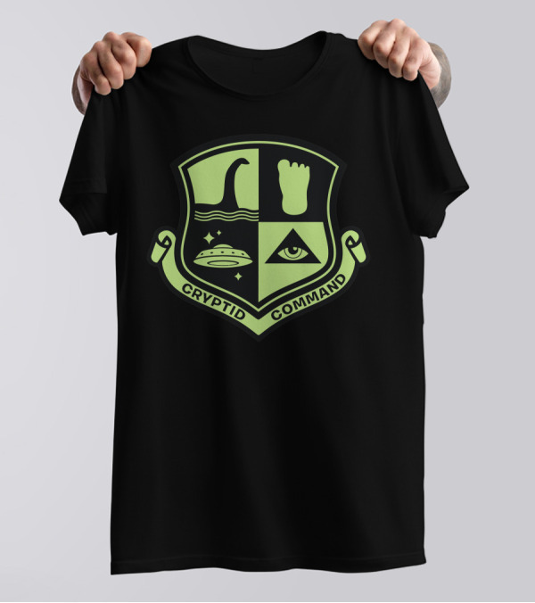 Cryptid Command Loch Ness Bigfoot UFO Eye Shield T-Shirt