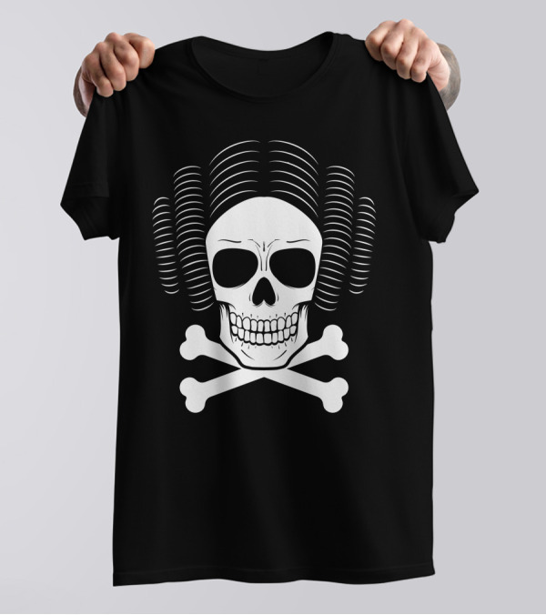 Dangerous Rebel Skull With Crossbones And Iconic Hair Buns T-Shirt