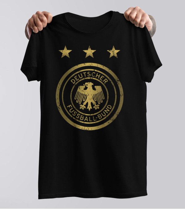 Deutscher Fussball Bund Gold Emblem With Three Stars T-Shirt
