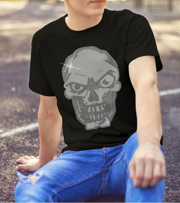 Diamante Skulls Sparkling Mosaic Skull T-Shirt