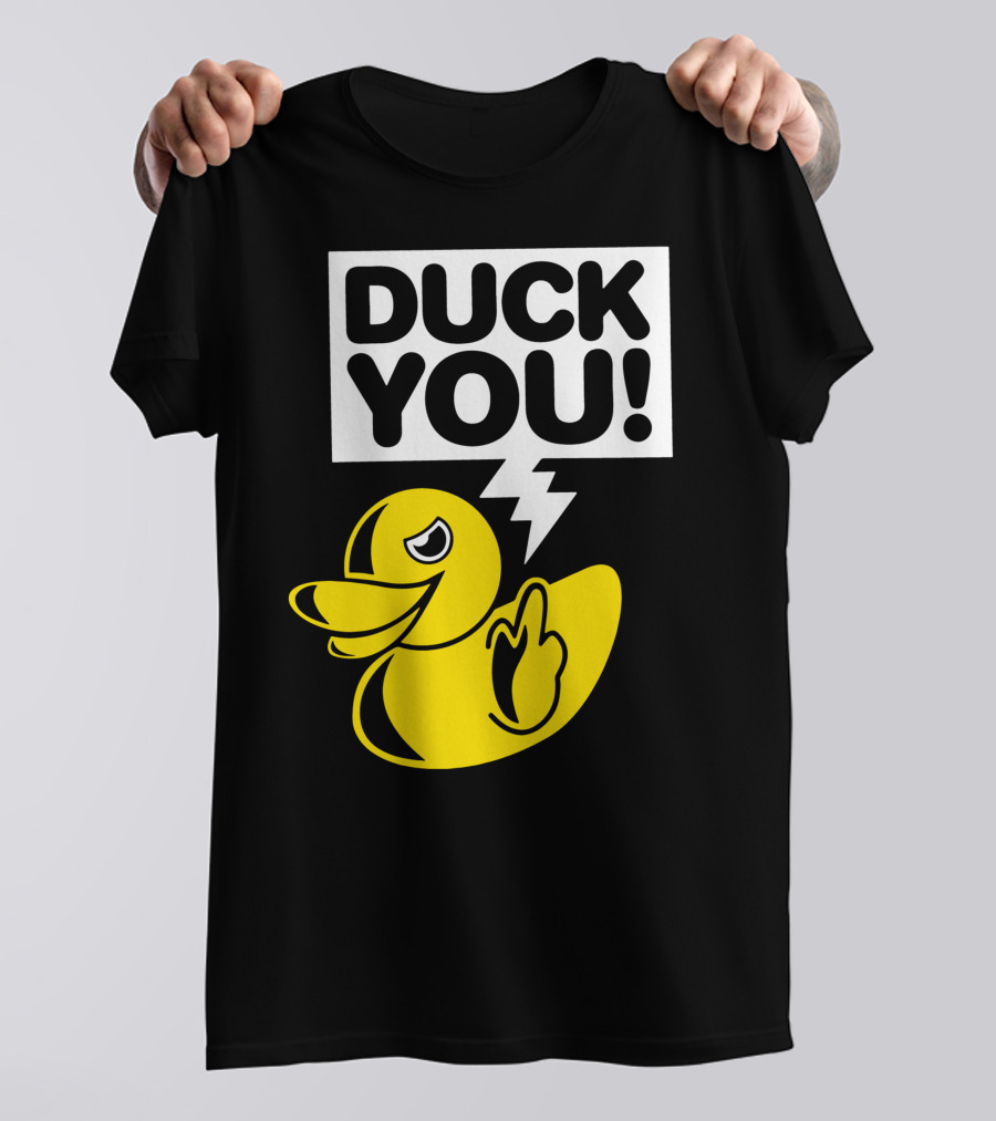 DUCK YOU Fun Yellow Duck Middle Finger Gesture T-Shirt