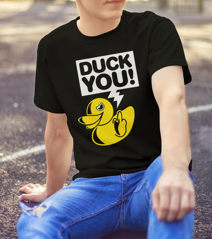 DUCK YOU Fun Yellow Duck Middle Finger Gesture T-Shirt