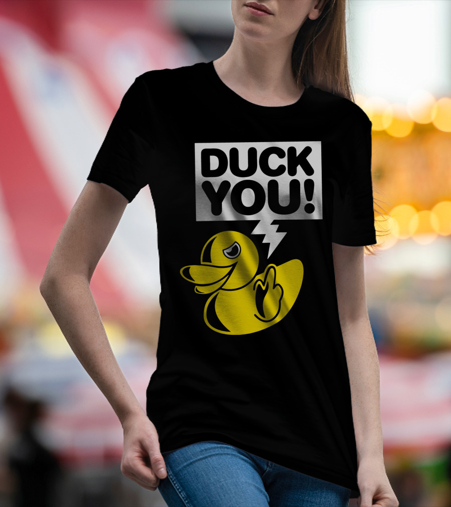 DUCK YOU Fun Yellow Duck Middle Finger Gesture T-Shirt