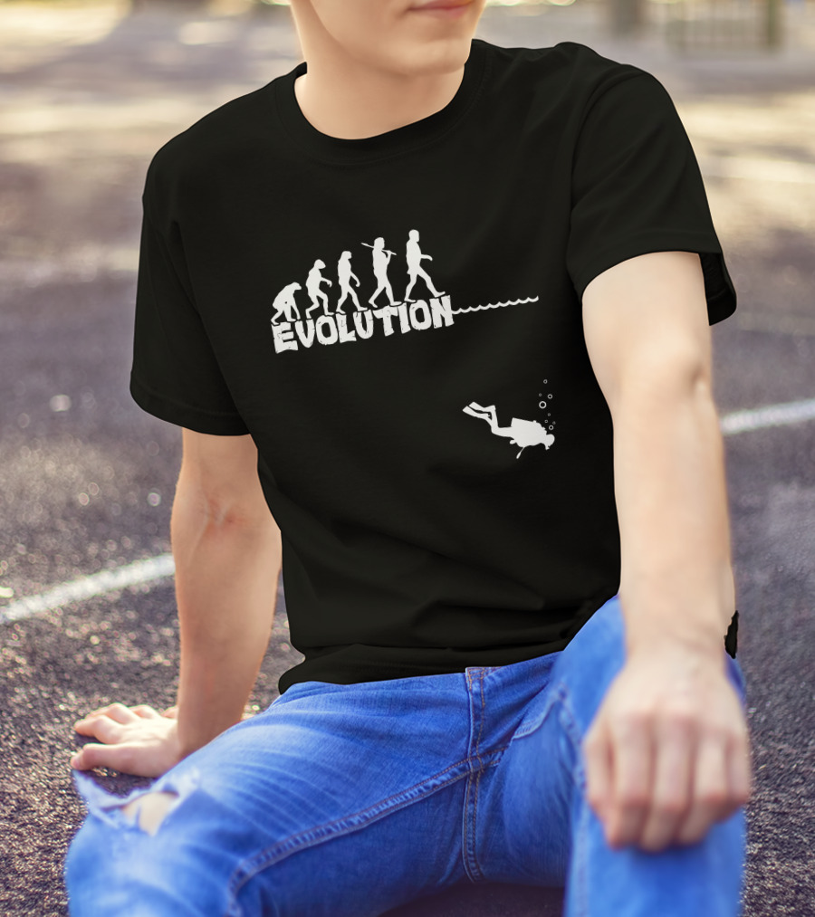 Evolution Of Man With Diver Silhouette Scuba T-Shirt