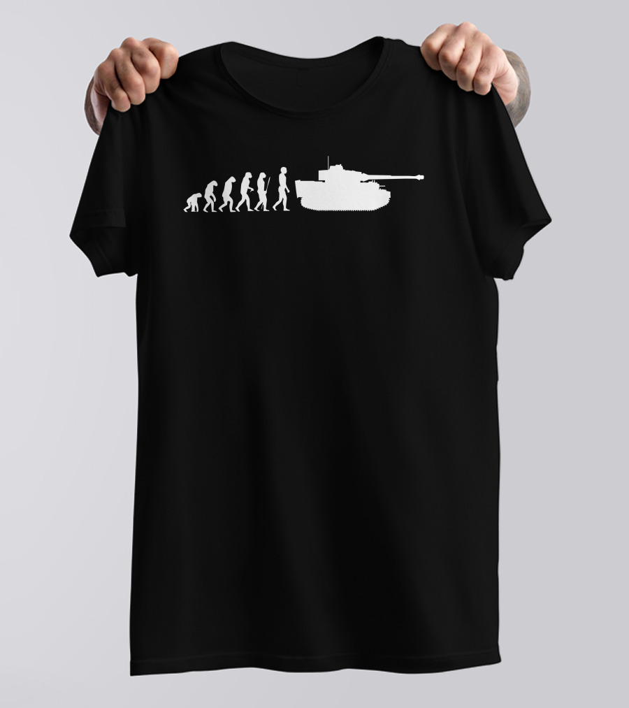Evolution Of Mankind To Tiger 88 Mm Tank Wehrmacht Germany T-Shirt