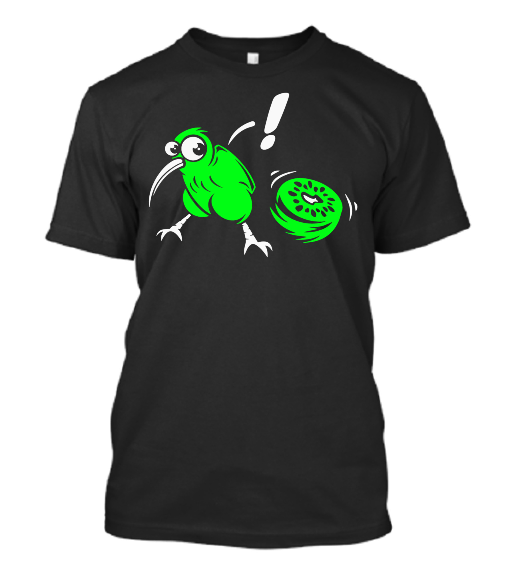 Kiwi Bird With Surprised Expression And Rolling Sliced Kiwi Fruit T-Shirt