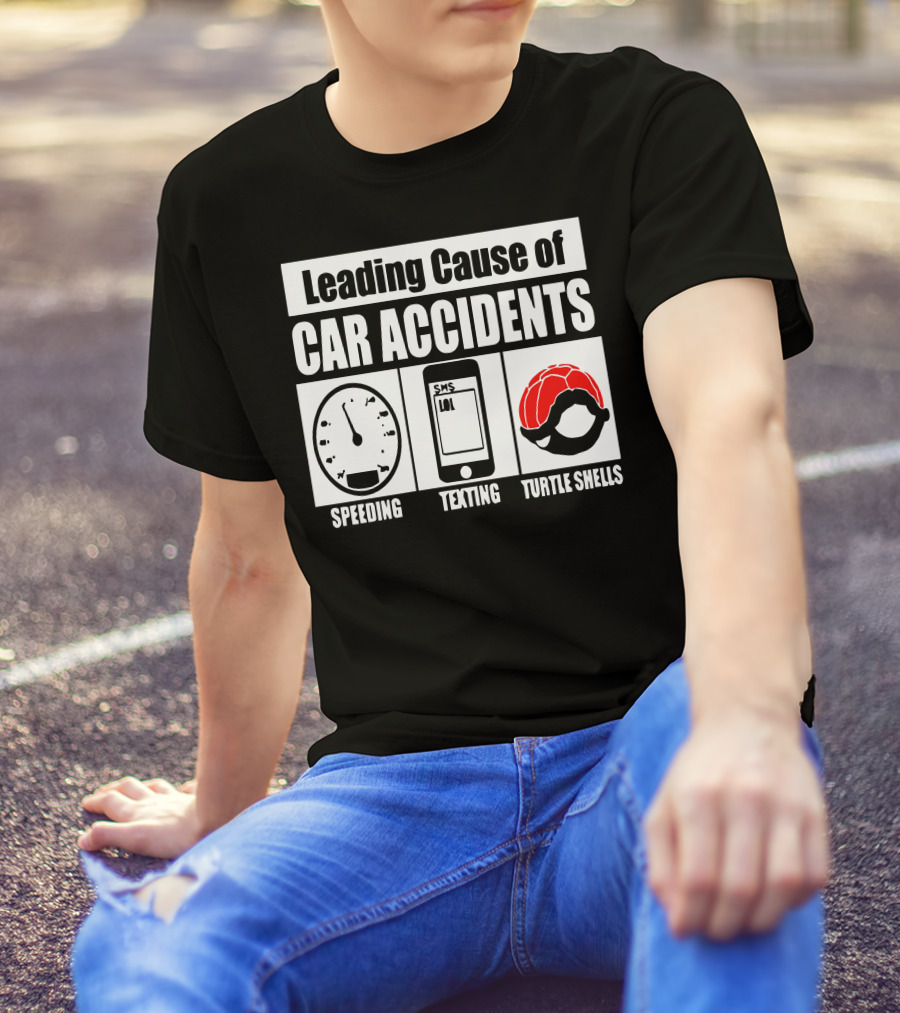 Leading Cause Of Car Accidents Speeding Texting Turtle Shells T-Shirt