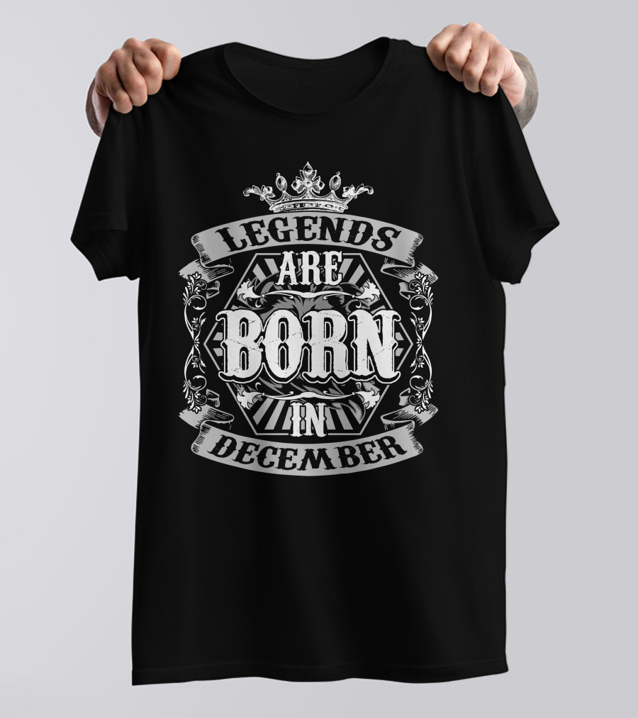 Legends Are Born In December Premium Edition Vintage Crown T-Shirt