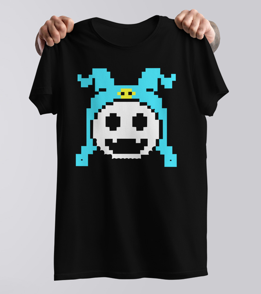 Megami Jack Frost Pixel Art Blue Hat Smiling Face T-Shirt