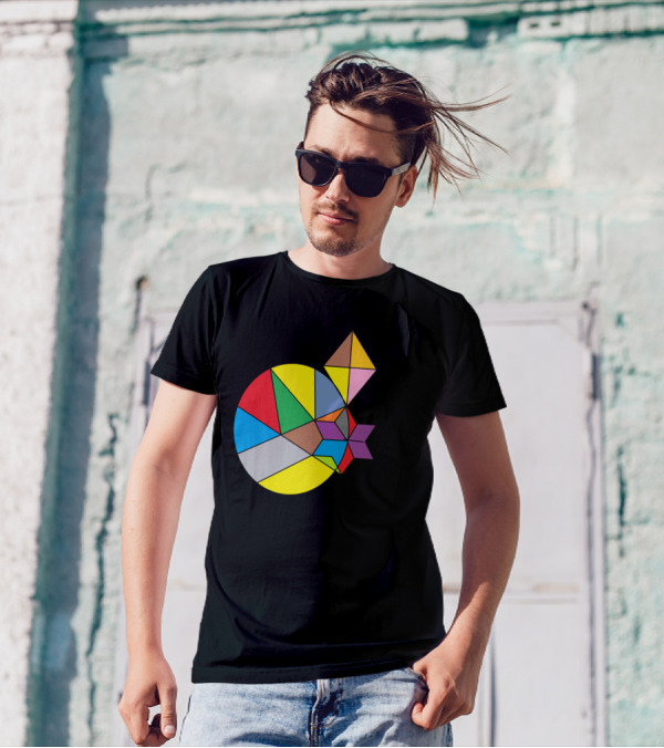 Multishape Colorful Geometric Abstract Shapes In Circular Composition T-Shirt