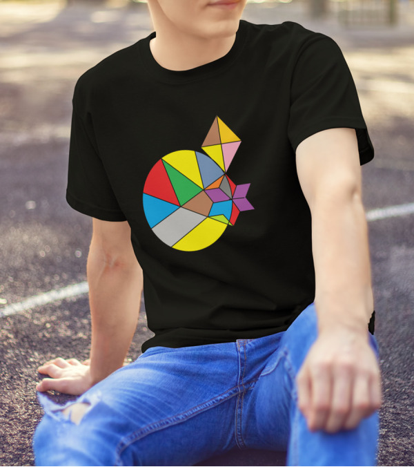 Multishape Colorful Geometric Abstract Shapes In Circular Composition T-Shirt
