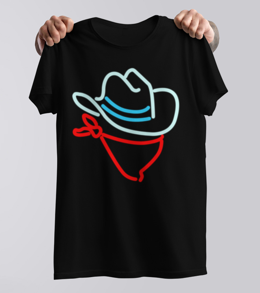 Neon Cowboy Hat And Bandana T-Shirt