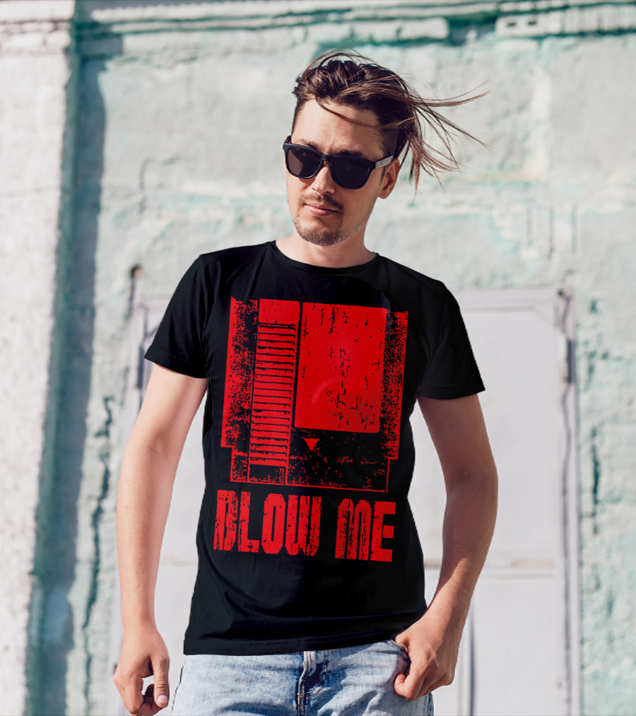 Nes Blow Me Retro Game Cartridge Image T-Shirt