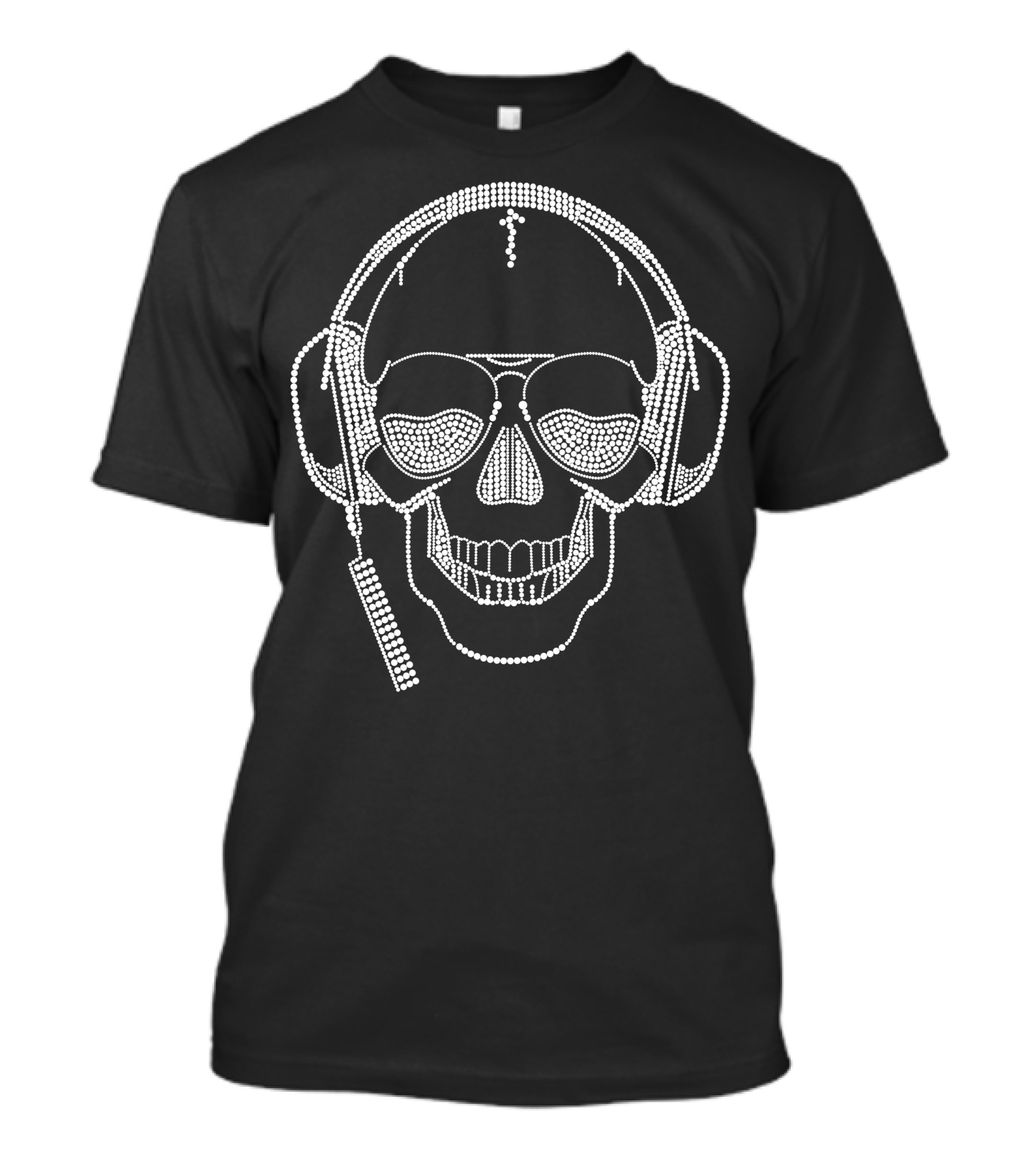 Pearl Skull Headphones Music Beads T-Shirt