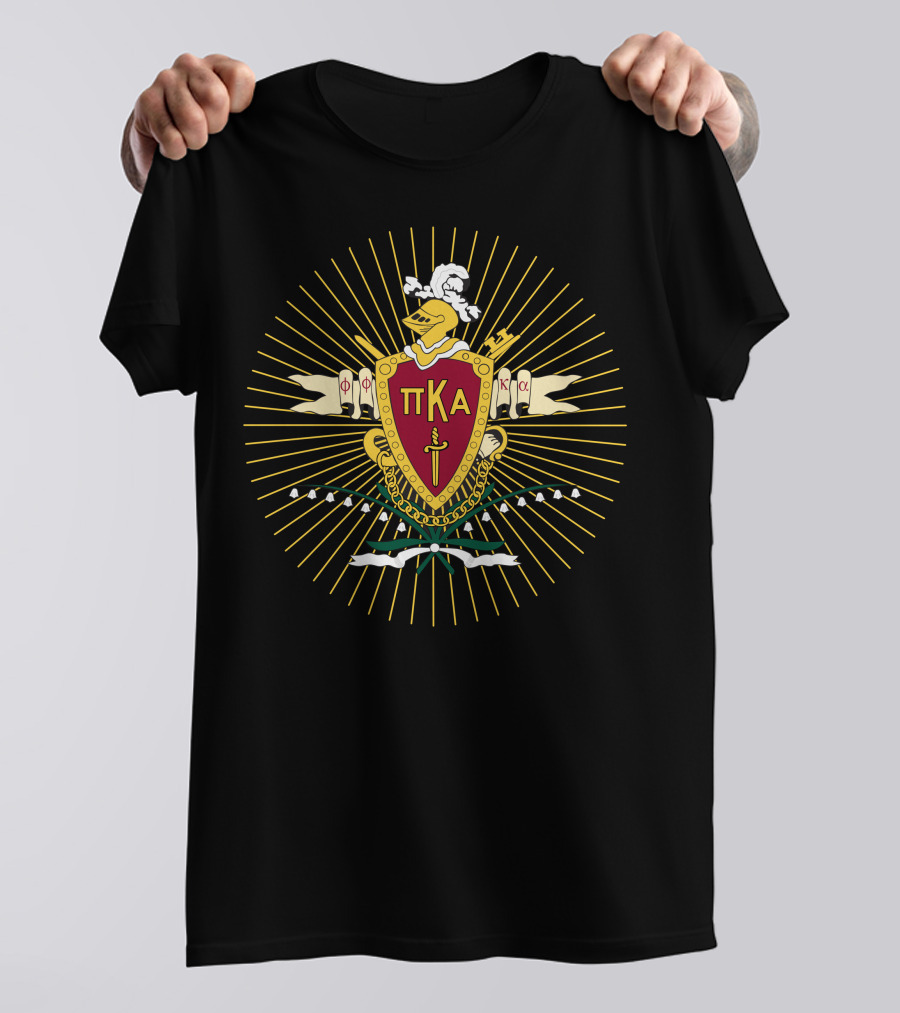 Pi Kappa Alpha Crest Symbol With Knight Helmet And Key Elements T-Shirt