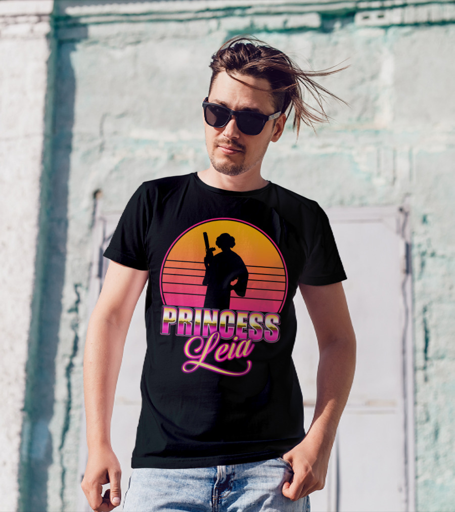 Princess Leia Sunset Silhouette Vaporwave T-Shirt