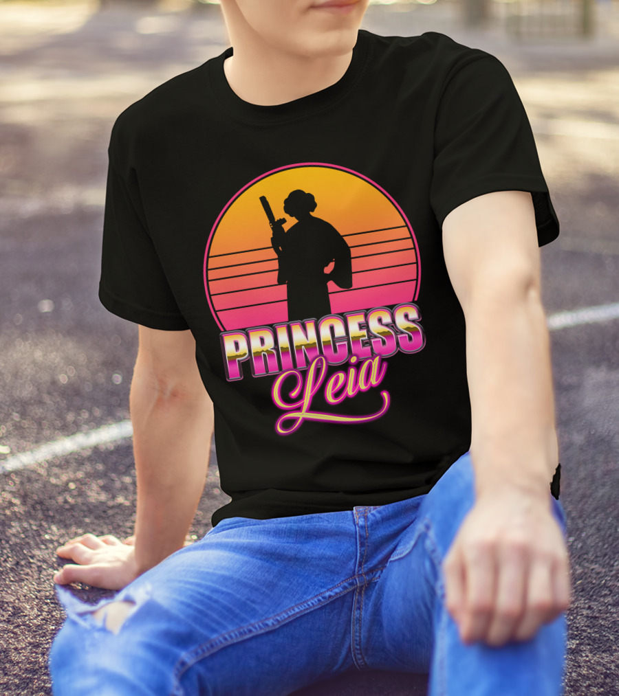 Princess Leia Sunset Silhouette Vaporwave T-Shirt