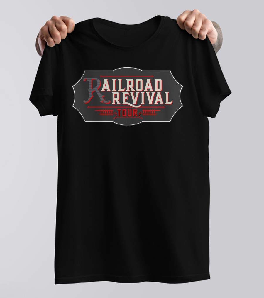 Railroad Revival Tour Text On Vintage Sign Background T-Shirt