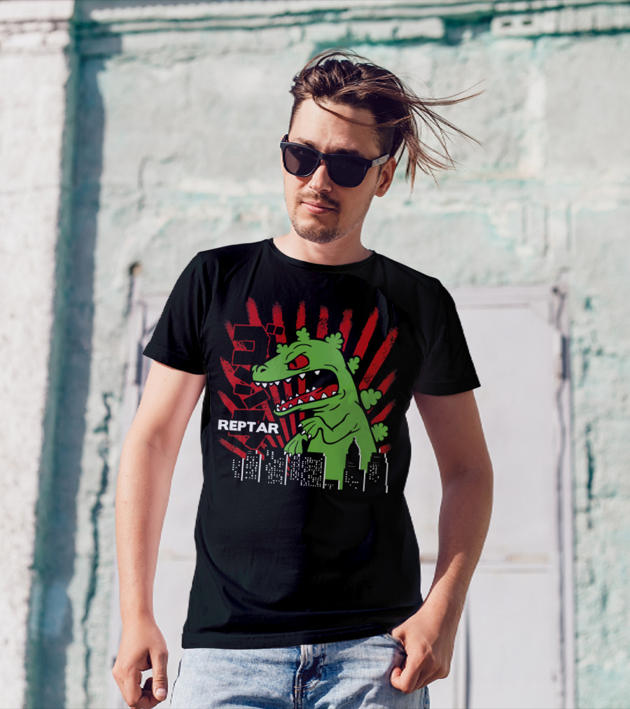 Reptar Rugrats Kaiju Style Urban Skyline T-Shirt