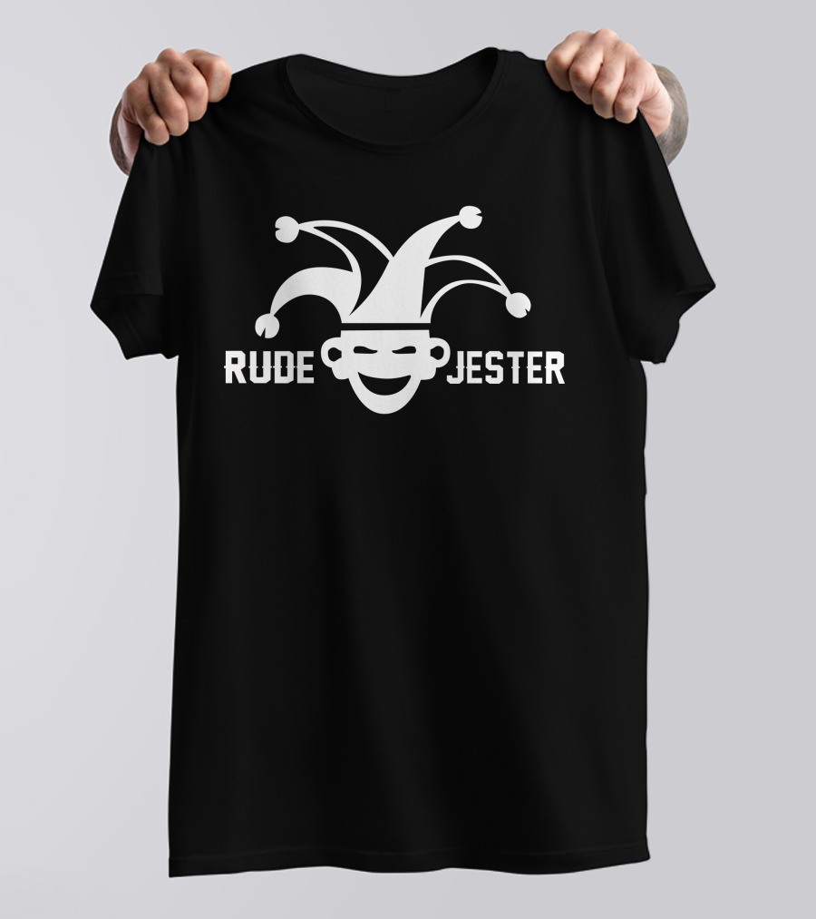 Rude Jester Bold Black And White Joker Emblem T-Shirt
