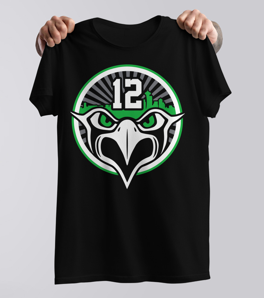 Seattle 12 Skyline Hawk Fan Spirit T-Shirt