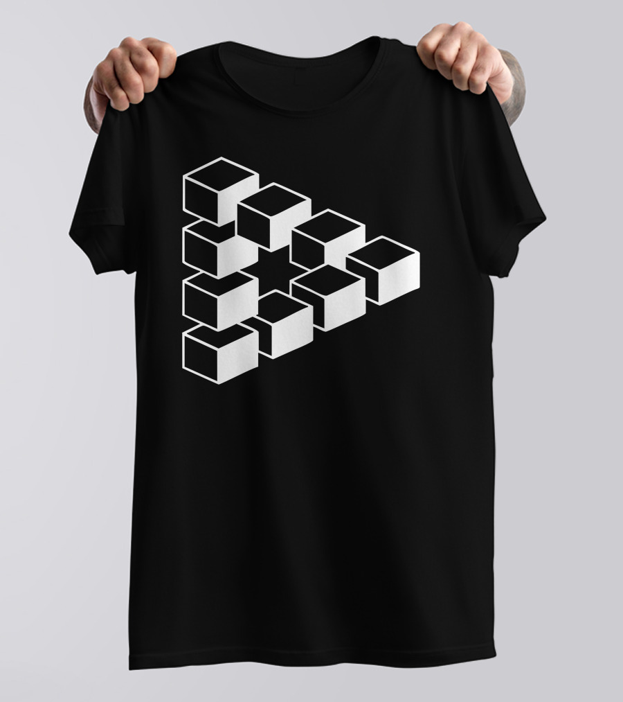 Sheldon Dreieck Big Bang Theory Triforce Illusion 3D Nerd Fun Usa Optical Triangle Illusion T-Shirt
