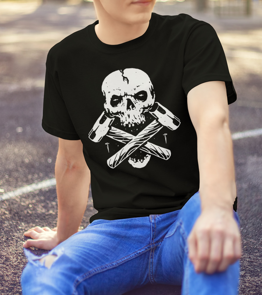Skull Crossed Hammers And Nails T-Shirt