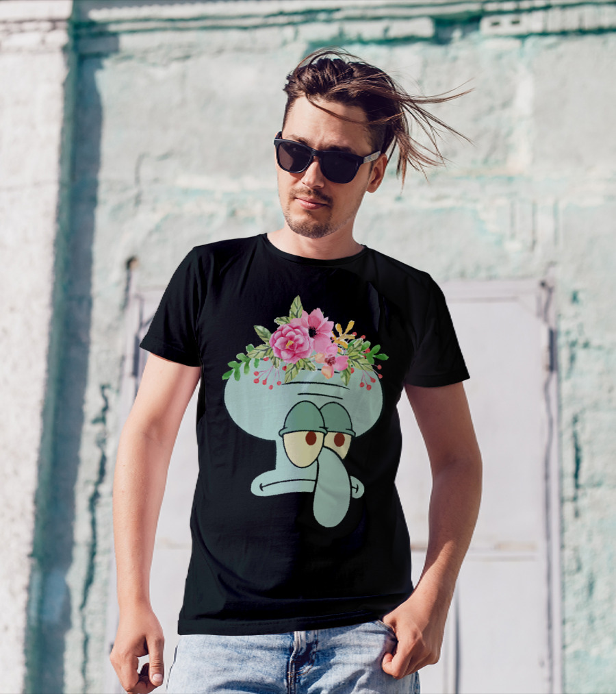 Squidward Floral Crown T-Shirt