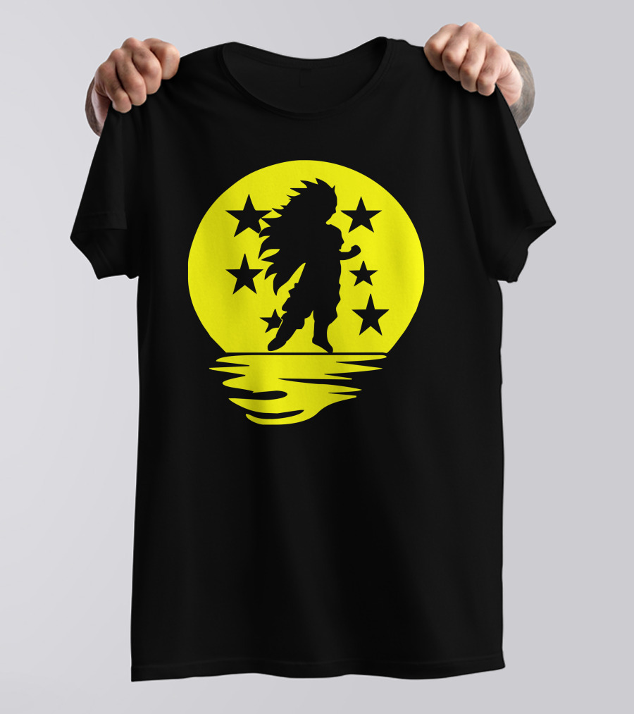 Super Saiyajin Silhouette With Dragonball Stars Moonlit Scene T-Shirt