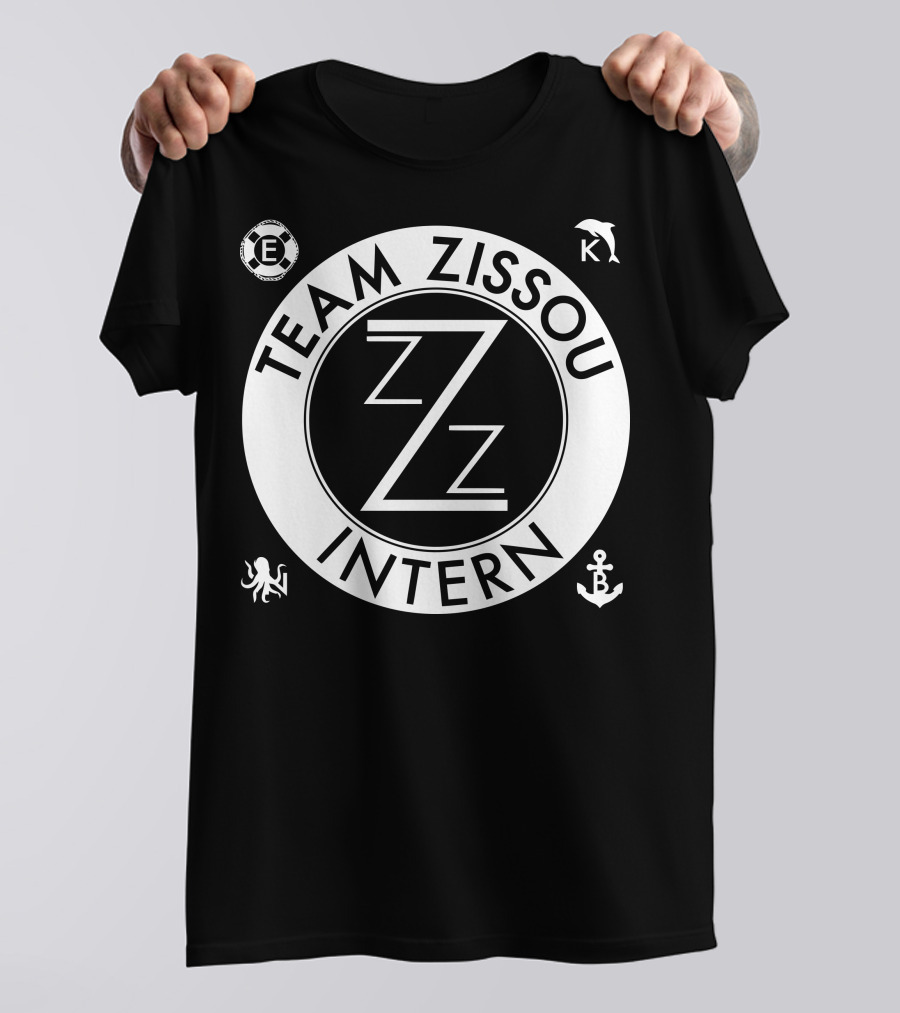 Team Zissou Intern Circle Emblem With Dolphin, Anchor, Octopus, And Lifebuoy Symbols T-Shirt