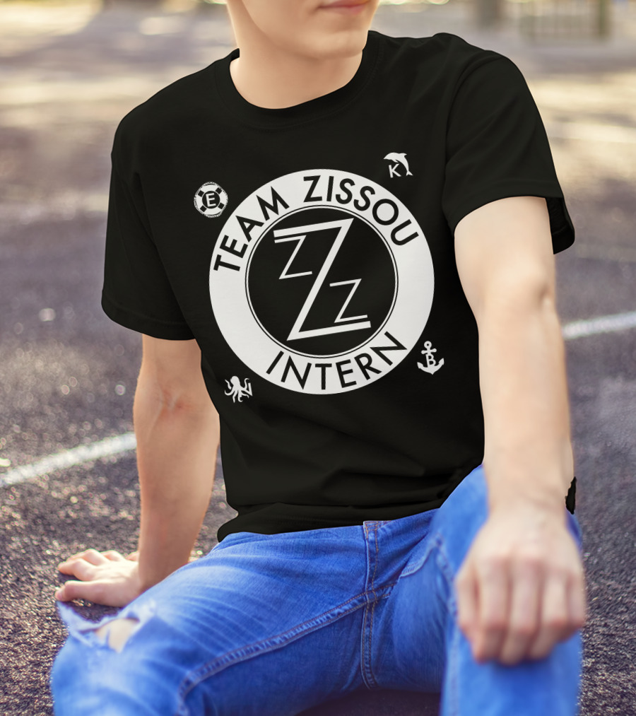 Team Zissou Intern Circle Emblem With Dolphin, Anchor, Octopus, And Lifebuoy Symbols T-Shirt