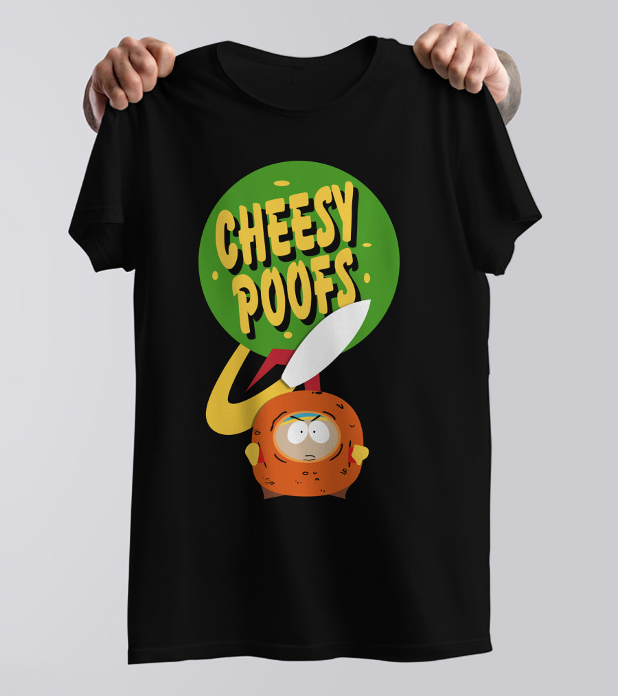Cheesy Poofs Character With Green Circle And Knife T-Shirt