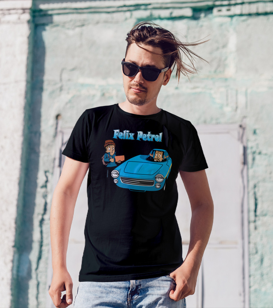 Felix Petrol Blue Car Adventure With Characters T-Shirt
