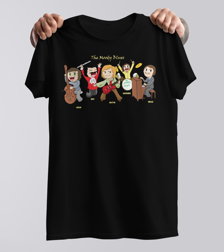 The Moody Blues Cartoon Band Members John Ray Justin Graeme Mike T-Shirt