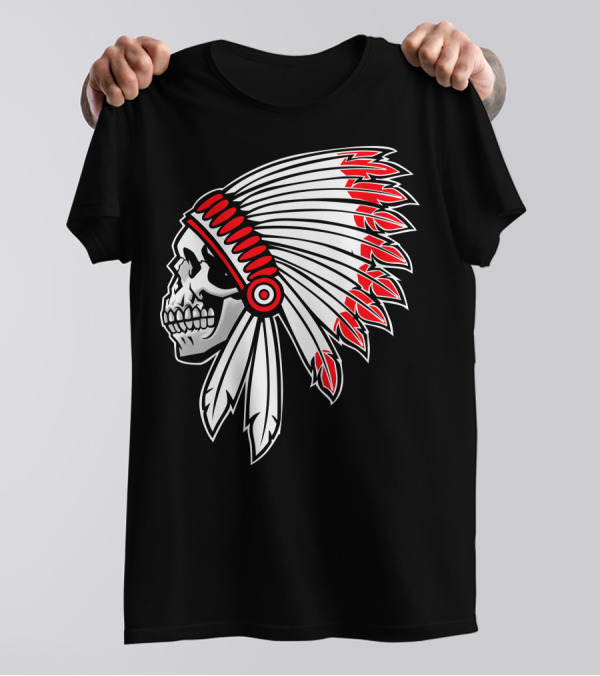 Vector Indian Skull Chief Headdress T-Shirt