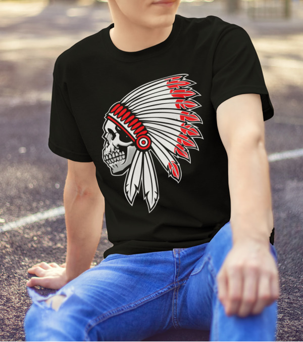 Vector Indian Skull Chief Headdress T-Shirt