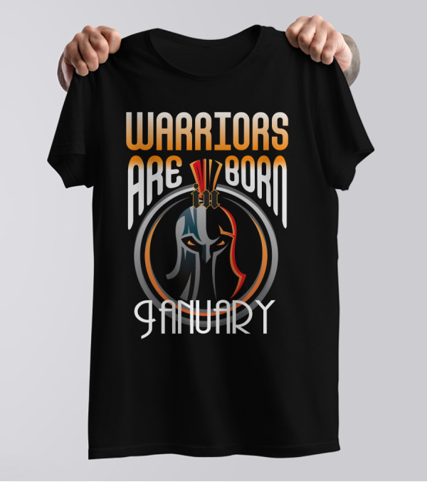 Warriors Are Born In January Spartan Helmet T-Shirt