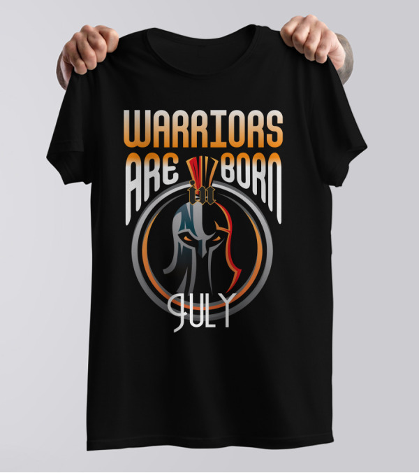 Warriors Are Born In July Gladiator Helmet Circle T-Shirt