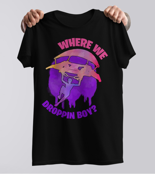 WHERE WE DROPPIN BOY? Parachute Silhouette Gaming T-Shirt