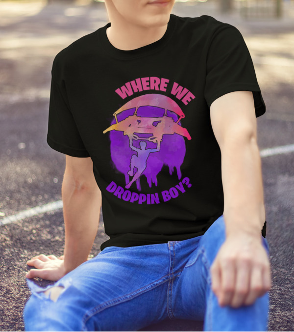 WHERE WE DROPPIN BOY? Parachute Silhouette Gaming T-Shirt