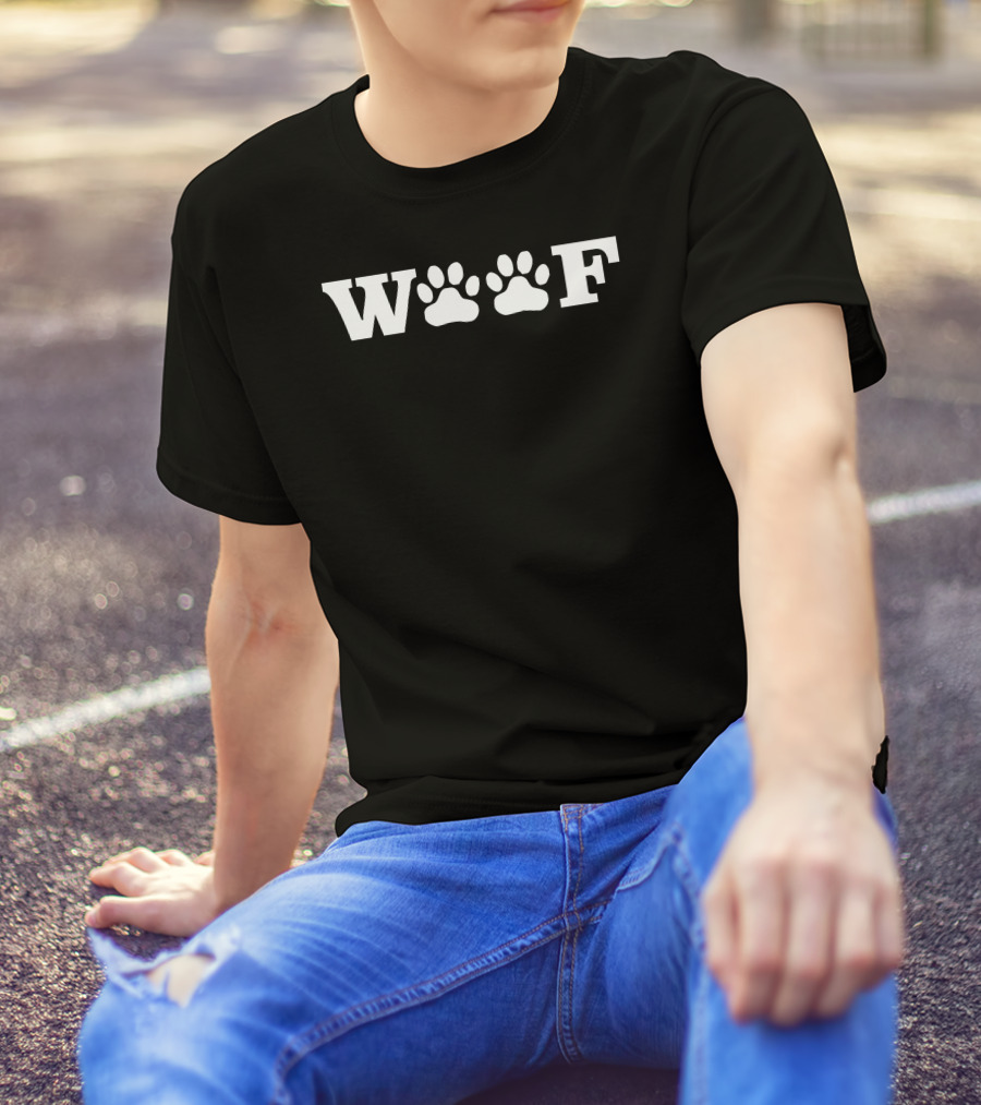 Woof Paw Prints Vinyl Sticker T-Shirt