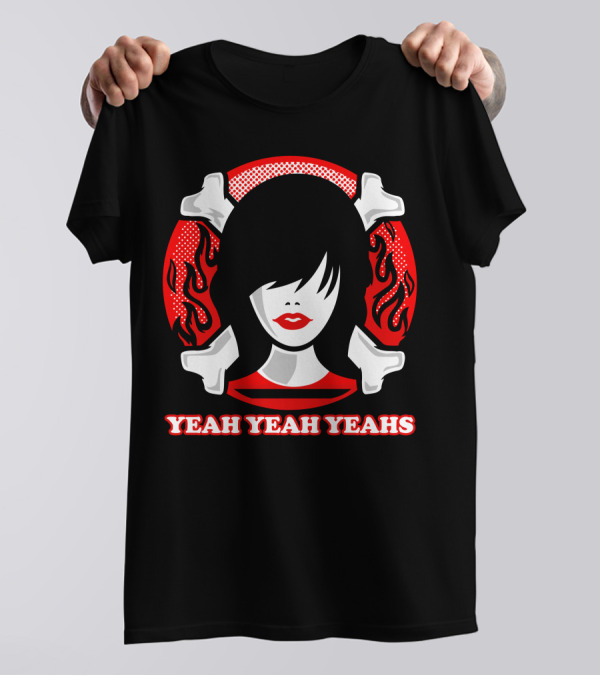Yeah Yeah Yeahs Portrait With Skull Bones And Flames T-Shirt