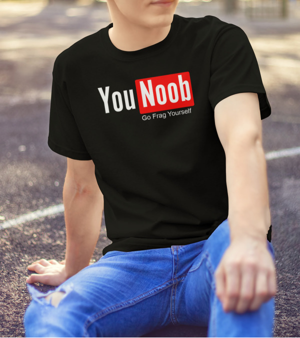 You Noob Go Frag Yourself Gaming Meme Parody Red Rectangle T-Shirt